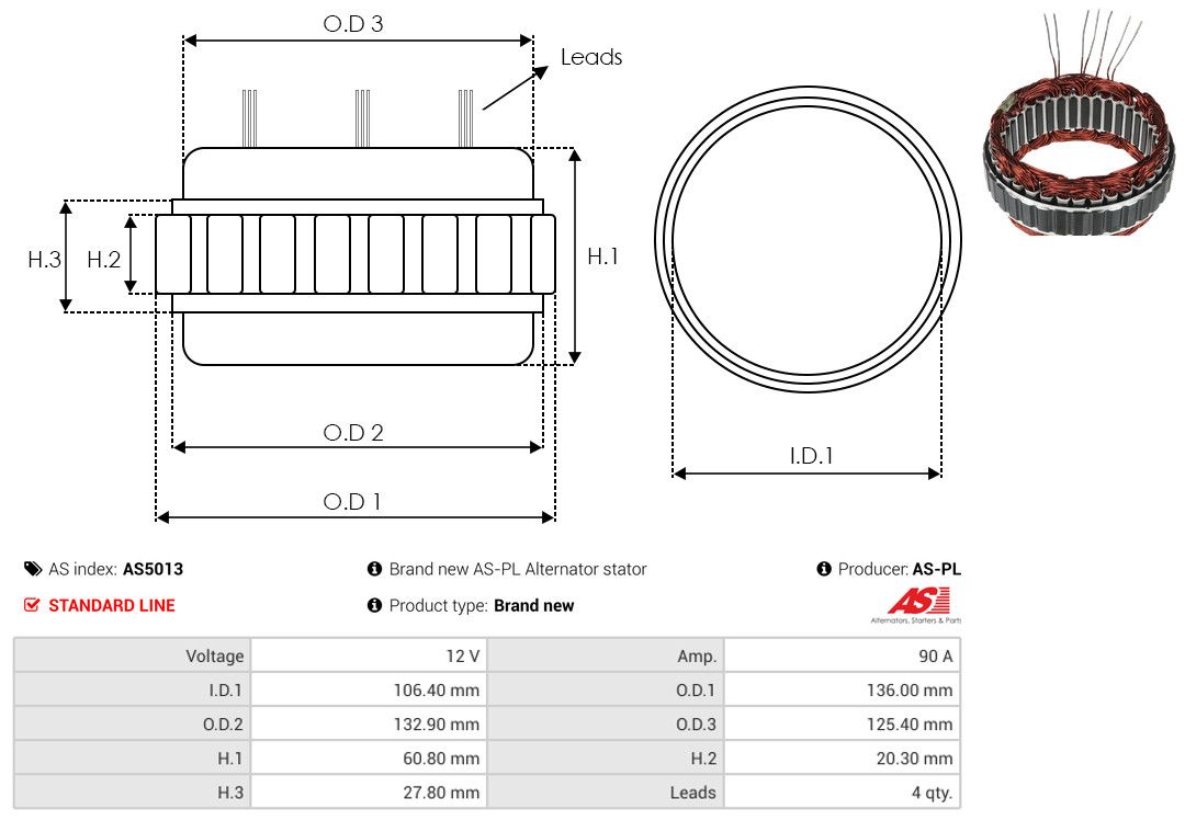 Levně Stator, generátor AS-PL AS5013