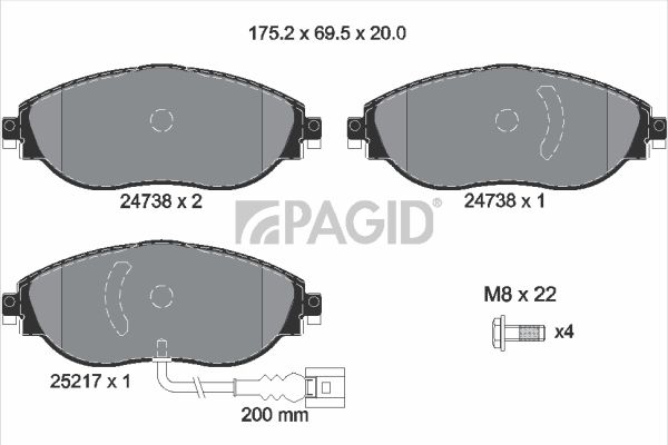 Zestaw klocków hamulcowych, hamulce tarczowe PAGID T2488N