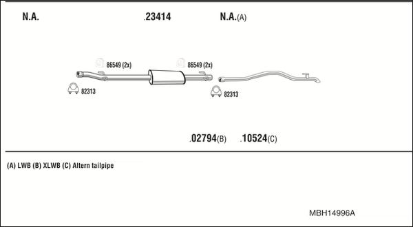 Układ wydechowy WALKER MBH14996A