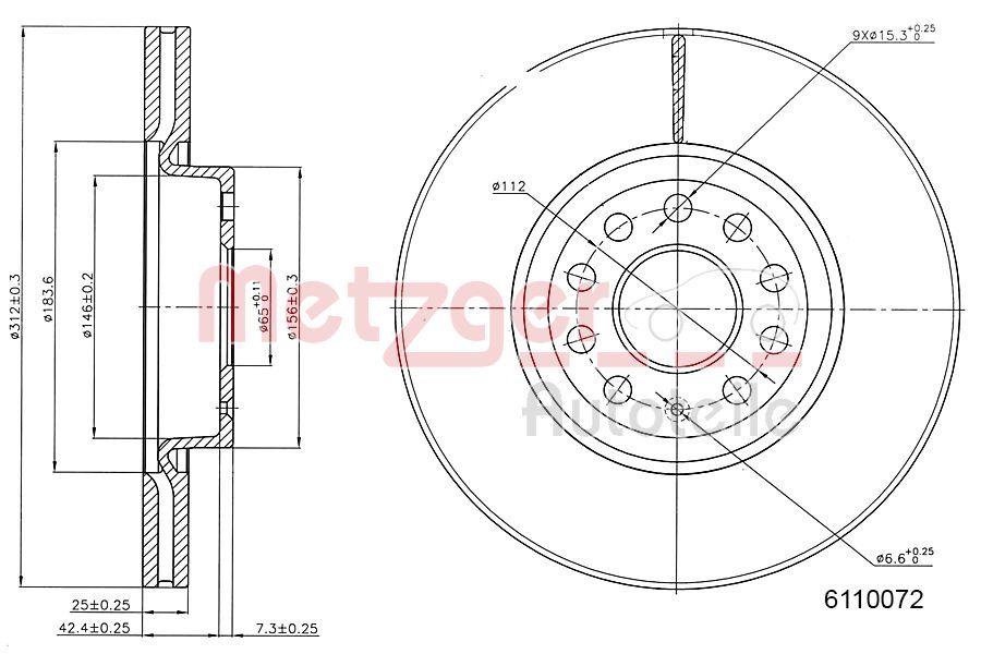 Tarcza hamulcowa METZGER AUTOTEILE 6110072