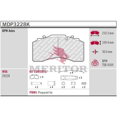 set placute frana,frana disc MERITOR MDP3228K