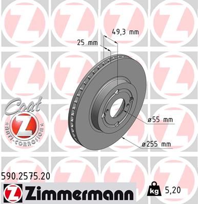 Brzdový kotúč ZIMMERMANN 590.2575.20