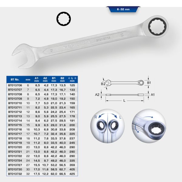 Cheie inelara cu clichet KS TOOLS BT013720