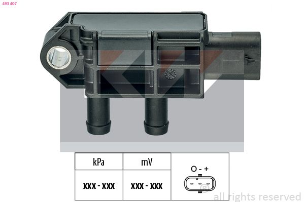 Czujnik, ciśnienie spalin KW 493407