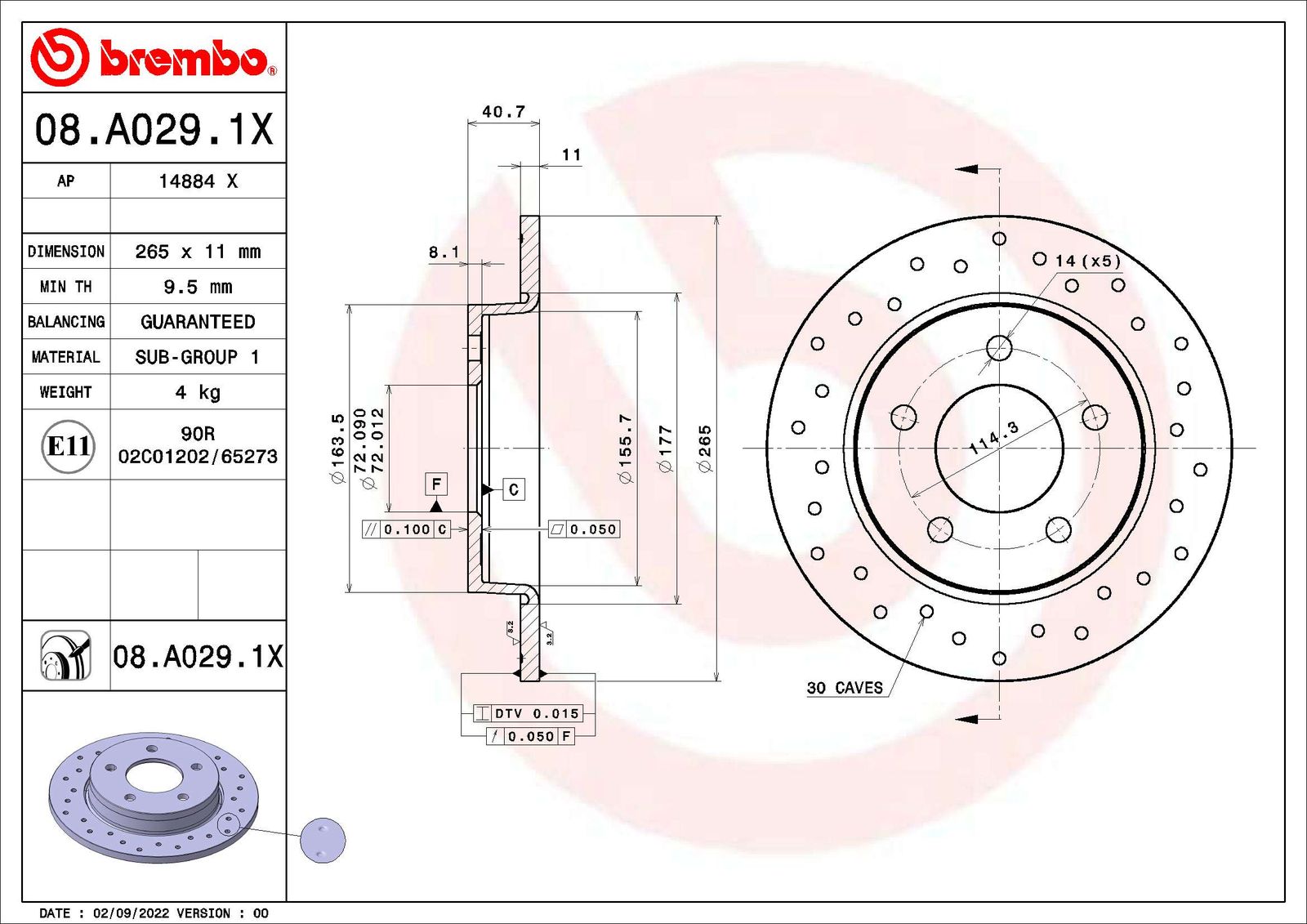 Brzdový kotúč BREMBO 08.A029.1X