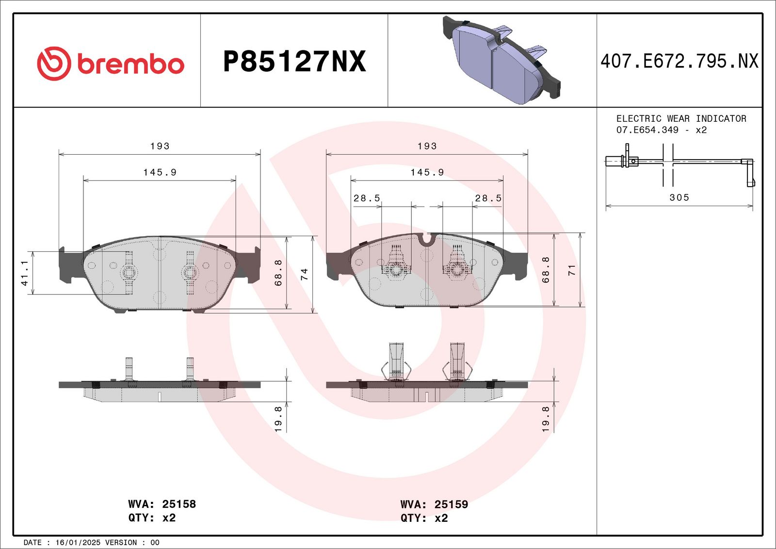 set placute frana,frana disc BREMBO XTRA LINE - Ceramic P85127NX