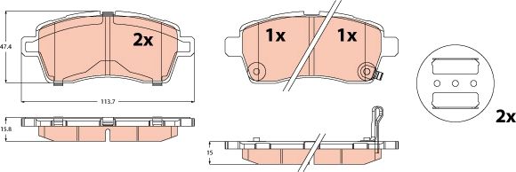 set placute frana,frana disc TRW GDB2580