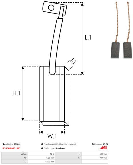 Levně Uhlíkový kartáč, generátor AS-PL AB5001