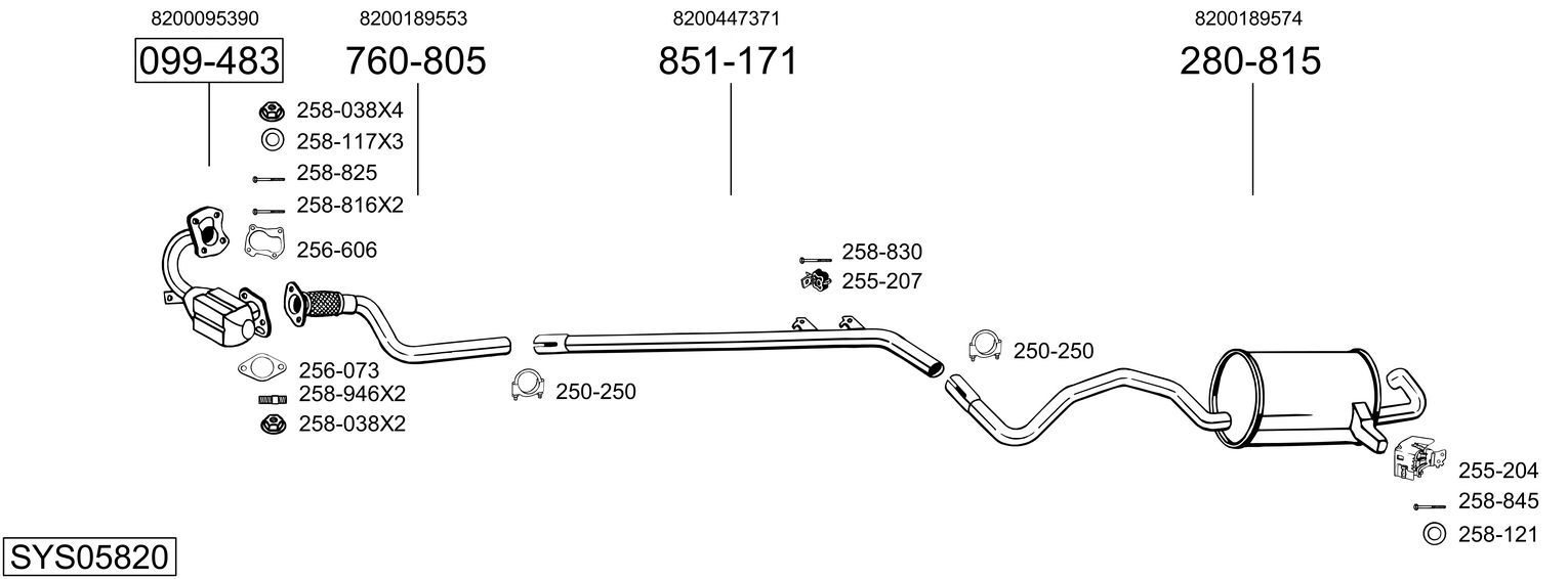 Układ wydechowy BOSAL SYS05820