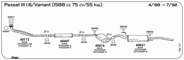 Układ wydechowy SIGAM VW117