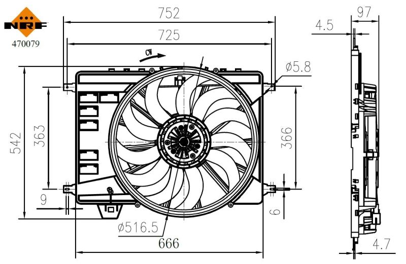 Ventilátor chladenia motora NRF 470079