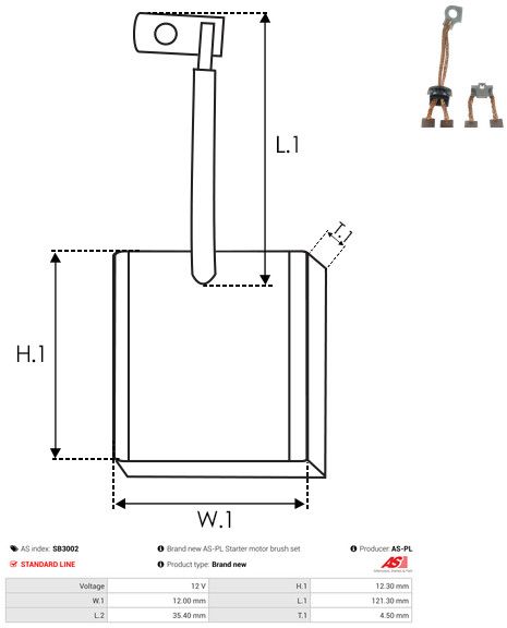 Levně Uhlíkový kartáč, startér AS-PL SB3002