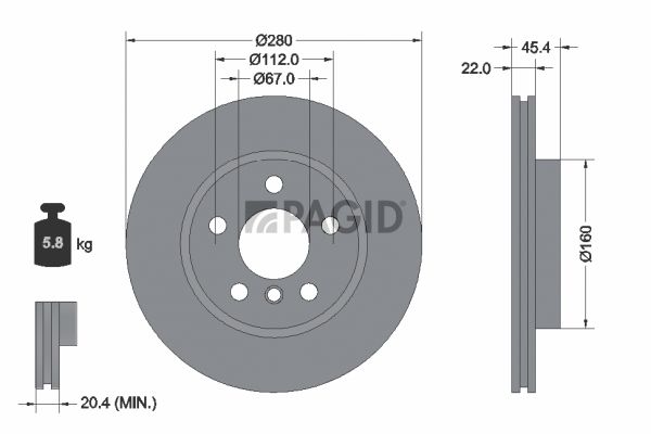 Tarcza hamulcowa PAGID 55792NC