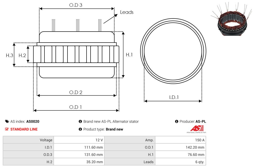 Levně Stator, generátor AS-PL AS0020