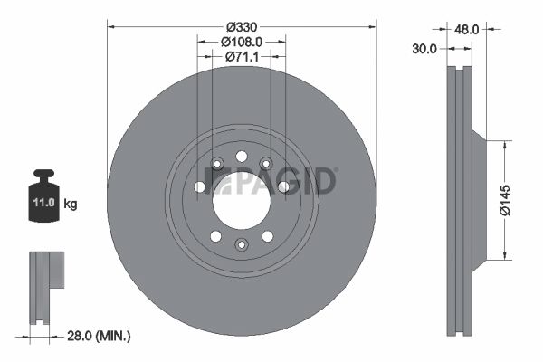 Tarcza hamulcowa PAGID 54295NC