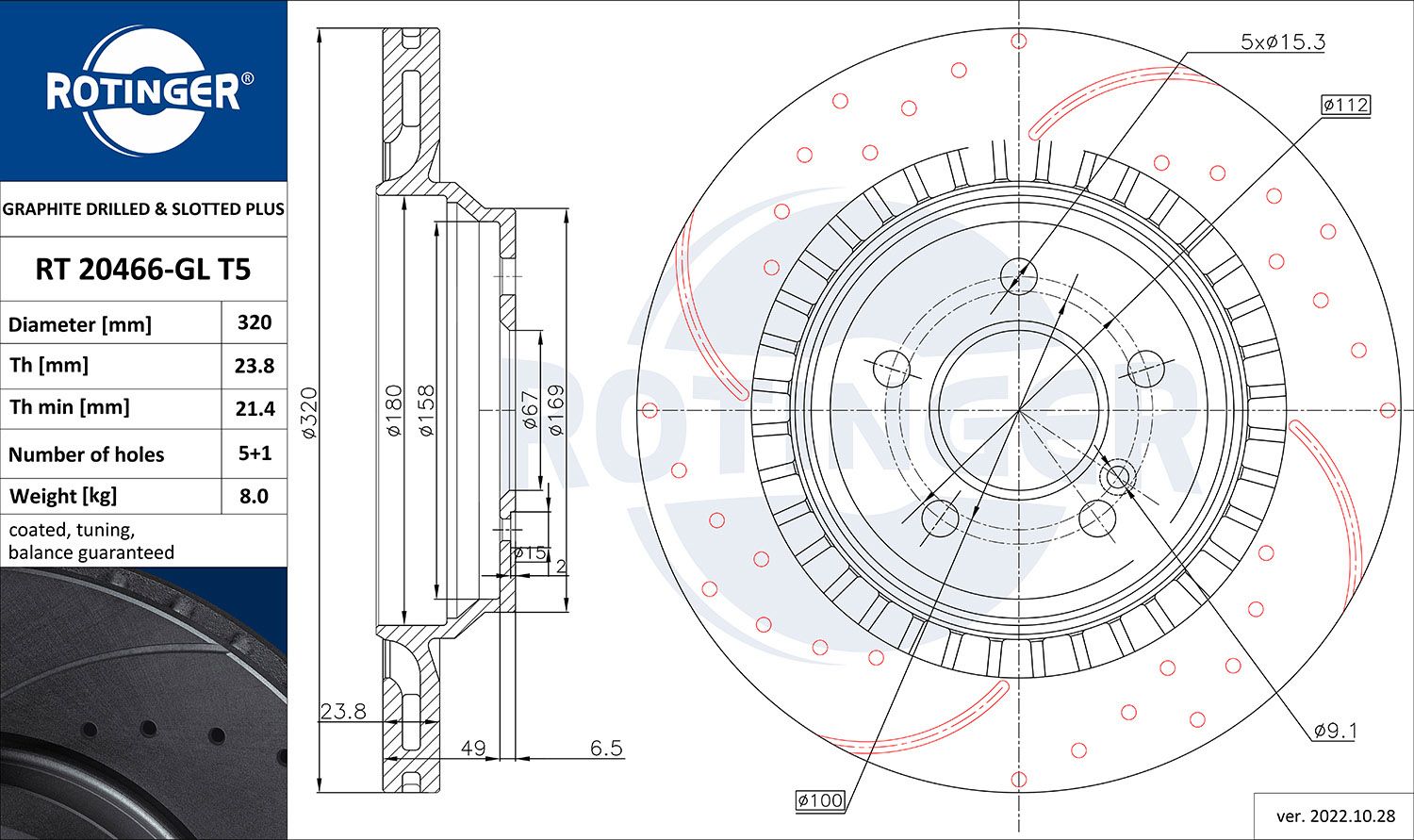Disc frana ROTINGER RT 20466-GL T5