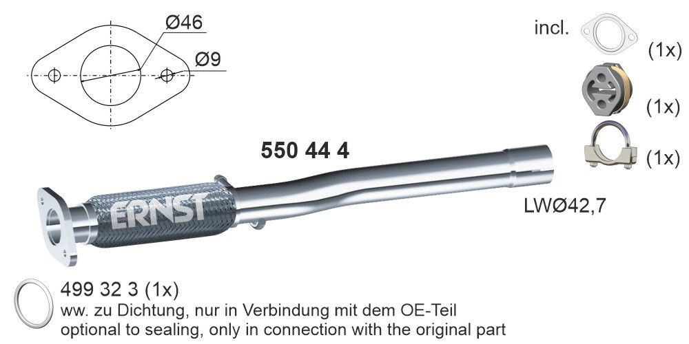 Teava flexibila, esapament ERNST Set 550444
