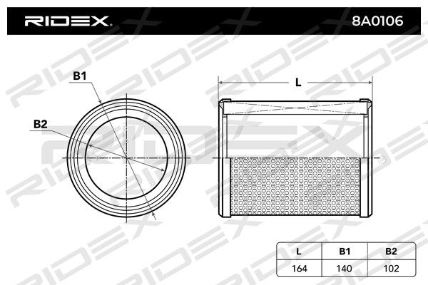 Filtr powietrza RIDEX 8A0106
