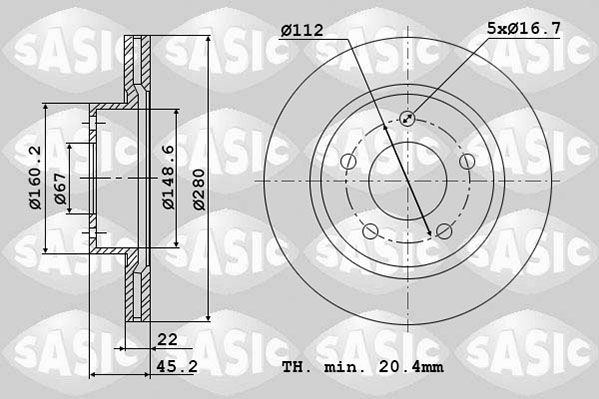 Tarcza hamulcowa SASIC 6106308