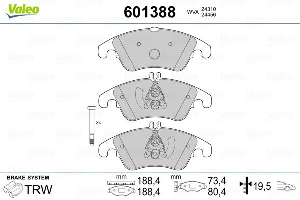 Sada brzdových platničiek kotúčovej brzdy VALEO 601388