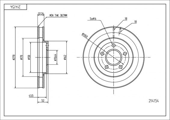 Tarcza hamulcowa HART 214 154