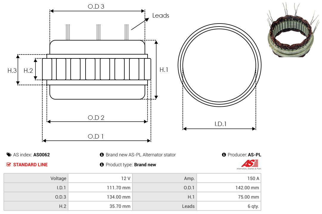 Levně Stator, generátor AS-PL AS0062