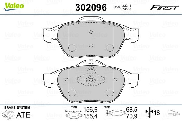 Sada brzdových platničiek kotúčovej brzdy VALEO 302096