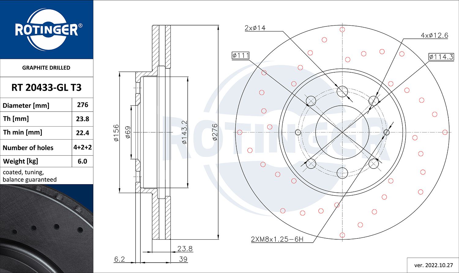 Tarcza hamulcowa ROTINGER RT 20433-GL T3