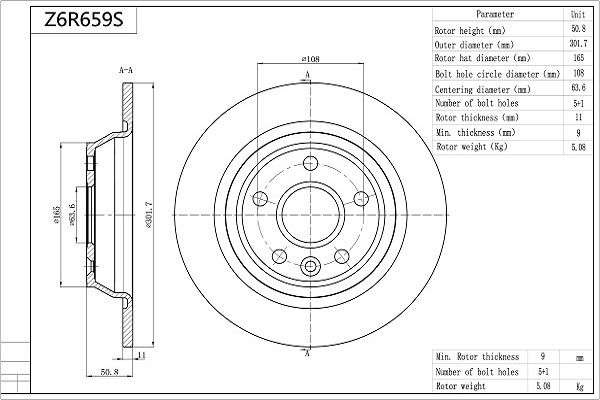 Tarcza hamulcowa AISIN Z6R659S