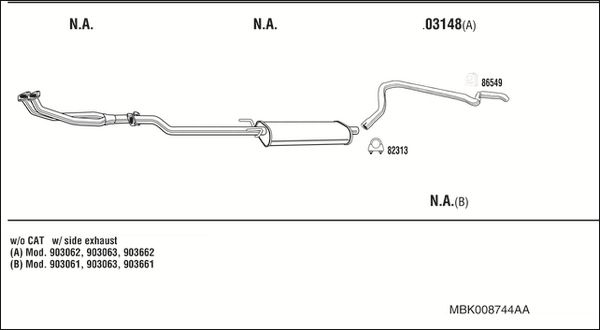 Układ wydechowy WALKER MBK008744AA