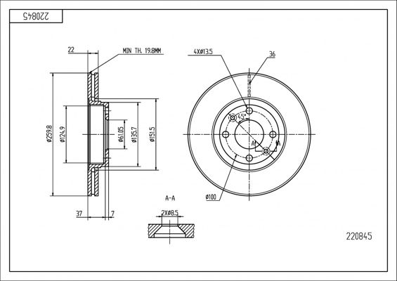 Tarcza hamulcowa HART 220 845
