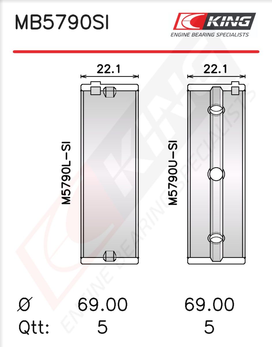 Set cuzineți arbore cotit KING MB5790SI0.25