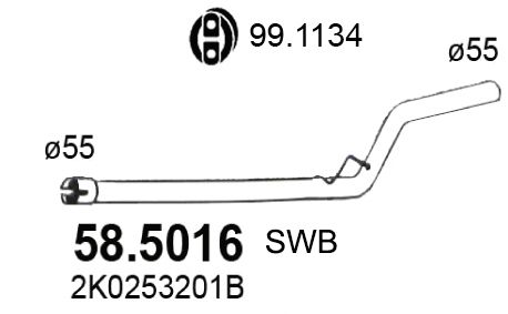 Rura wydechowa ASSO 2K0253201B