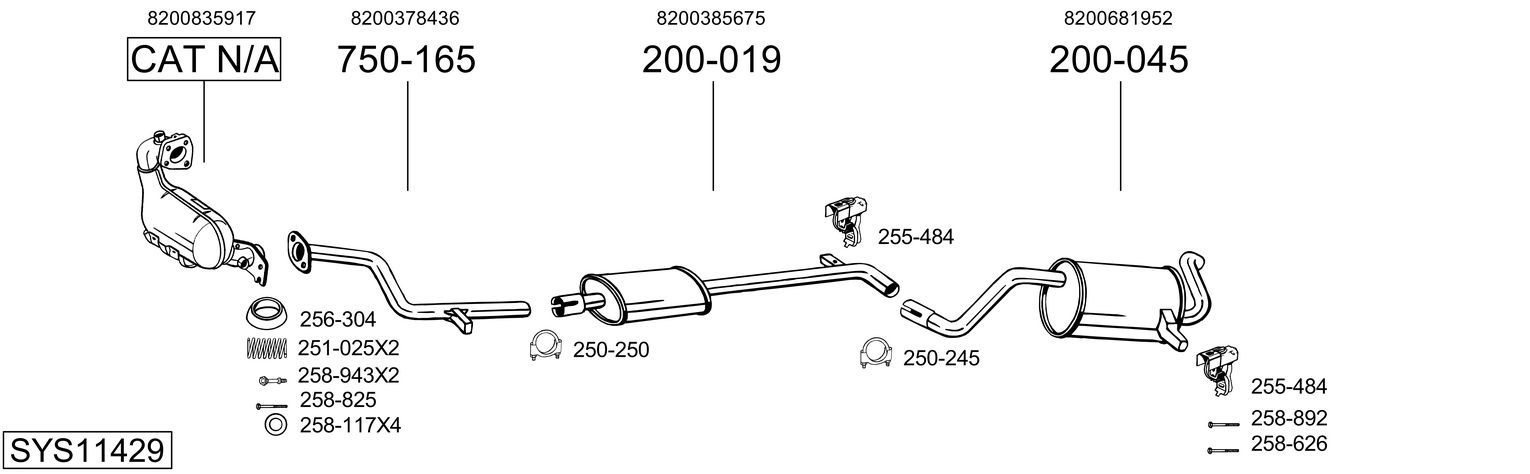 Układ wydechowy BOSAL SYS11429
