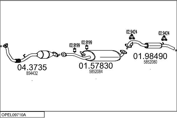 Układ wydechowy MTS OPEL09710A009992