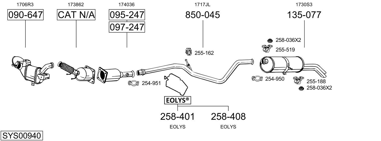 Układ wydechowy BOSAL SYS00940