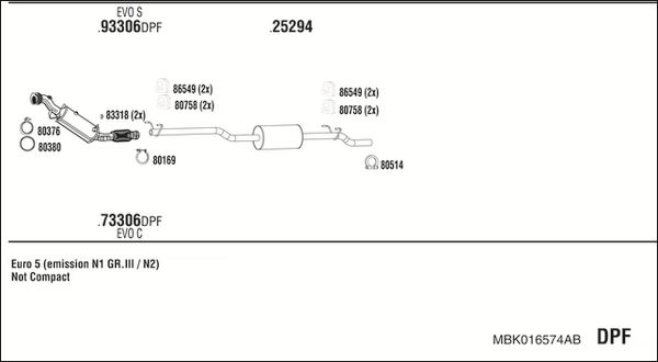 Układ wydechowy WALKER MBK016574AB