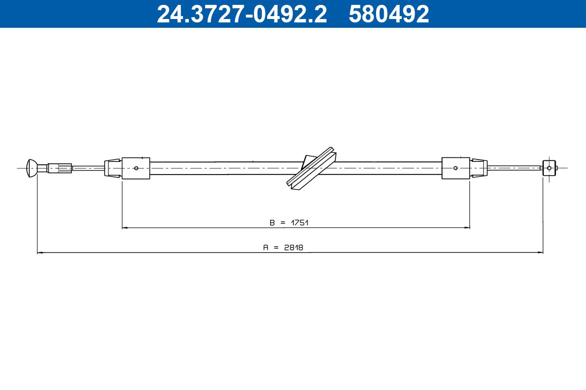 Cablu, frana de parcare ATE 24.3727-0492.2