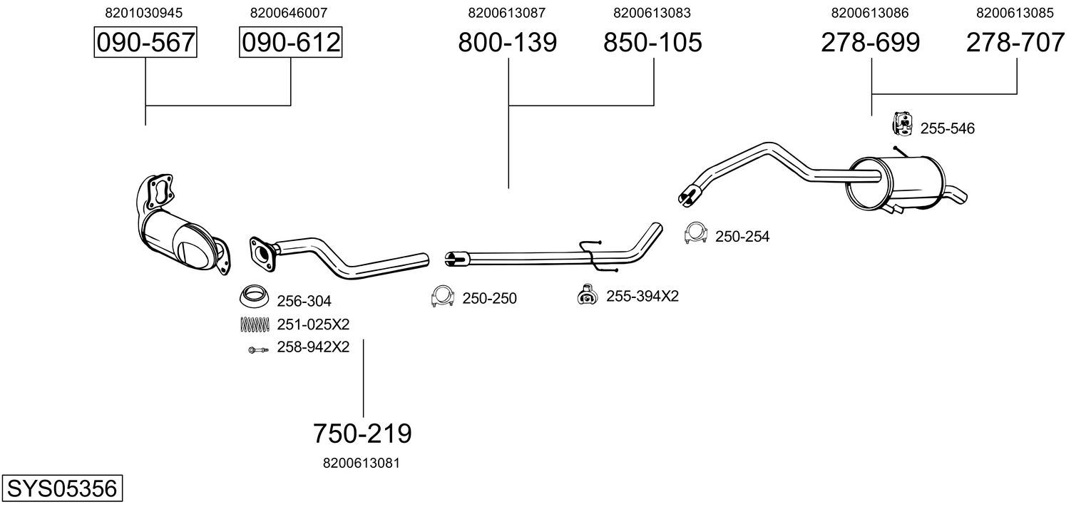 Układ wydechowy BOSAL SYS05356