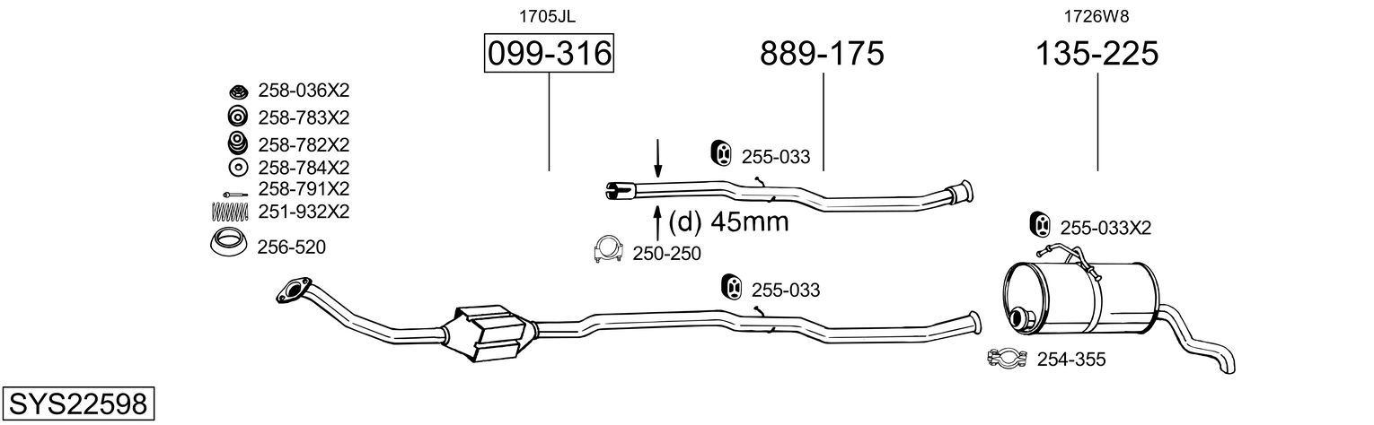 Układ wydechowy BOSAL SYS22598