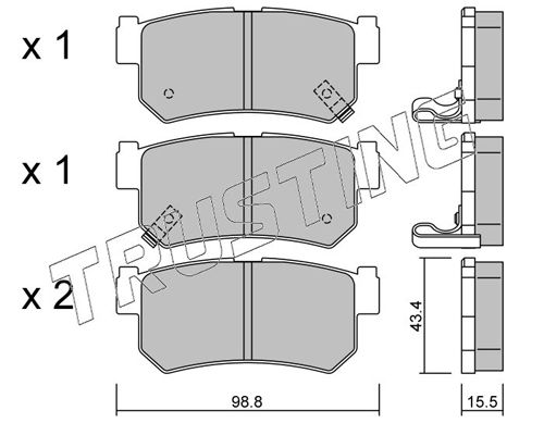 Zestaw klocków hamulcowych, hamulce tarczowe TRUSTING 535.0