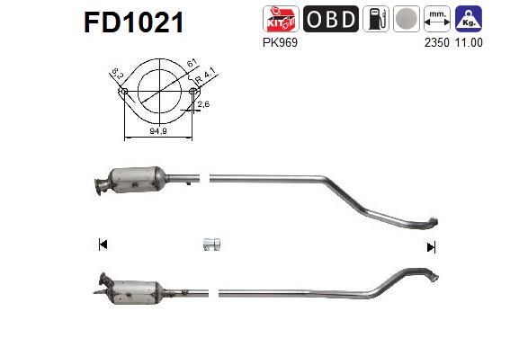 Filtr sadzy / filtr cząstek stałych, układ wydechowy AS FD1021