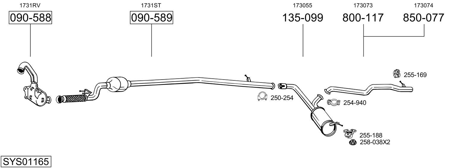Układ wydechowy BOSAL SYS01165