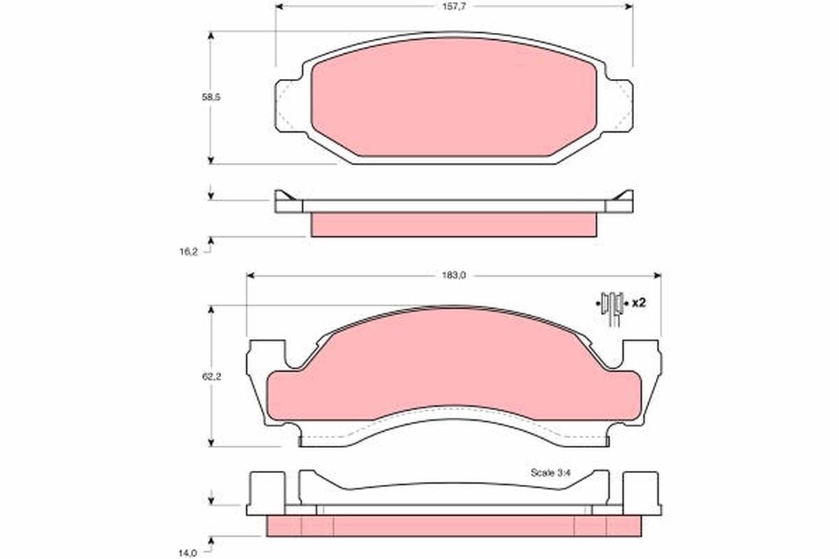 Zestaw klocków hamulcowych, hamulce tarczowe TRW GDB4058