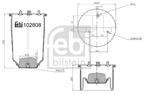 Burduf, suspensie pneumatica FEBI BILSTEIN 102808