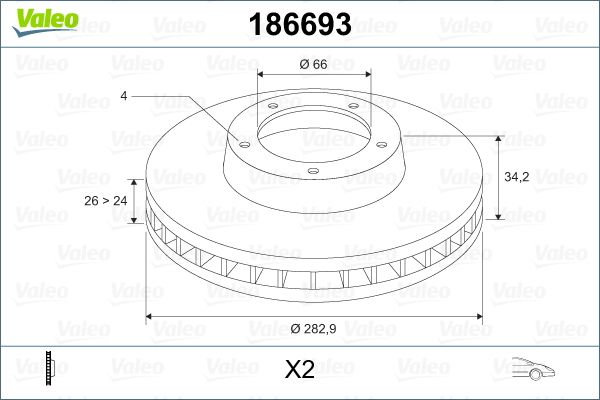 Tarcza hamulcowa VALEO 186693