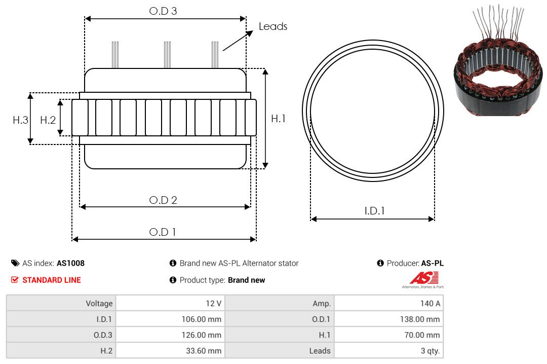 Levně Stator, generátor AS-PL AS1008