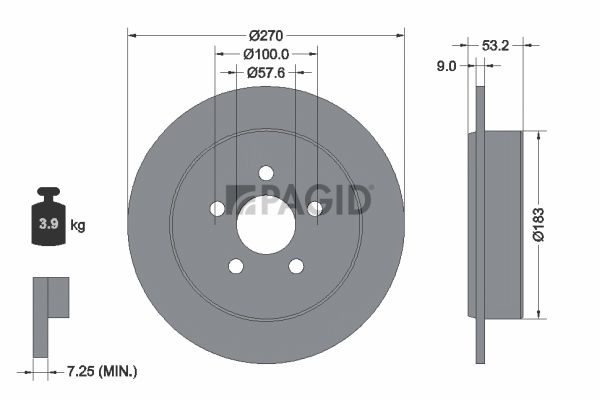 Tarcza hamulcowa PAGID 50335N