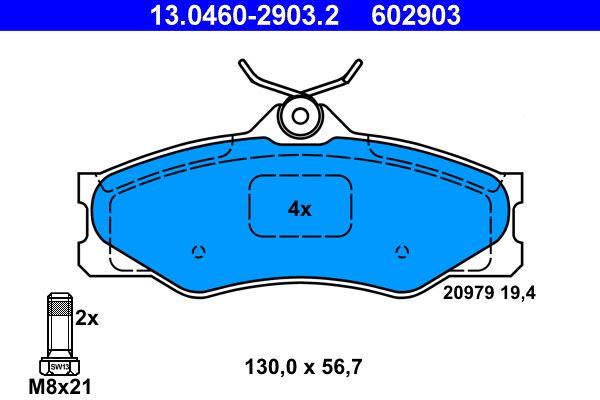 Sada brzdových platničiek kotúčovej brzdy ATE 13.0460-2903.2