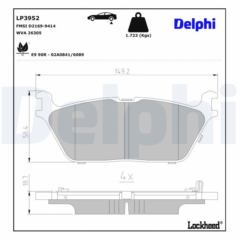 set placute frana,frana disc DELPHI LP3952